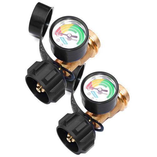 DOZYANT Propane Tank Gauge Level Indicator Leak Detector with Type 1 Connection (2 Pack), Gauge for Propane Tanks 5lb-40lb Universal for BBQ Gas Grill, Cylinder, RV Camper, Heater and More Appliances