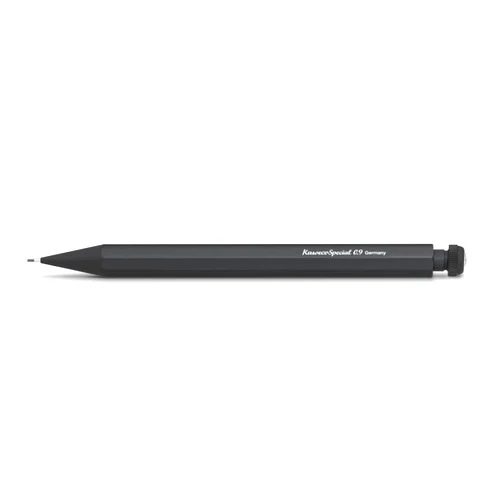 Kaweco SPECIAL Mechanical Pencil Black 0.9 mm I Lead Pencil Made of Premium Aluminium I Push Lead Pencil 14 cm I Refillable Pencil with Eraser