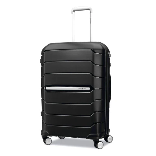 Samsonite Freeform Hardside Expandable with Double Spinner Wheels, Checked-Medium 24-Inch, Black