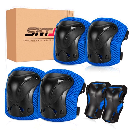 SKT HP Protective Gear for Adults, Knee Pads Elbow Pads Wrist Guards for Inline Skating Biking Skateboarding