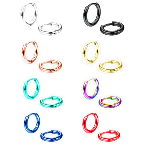 Jstyle 8 Pairs 316L Surgical Stainless Steel Small Hoop Earrings for Men Women Hypoallergenic Huggie Hoop Earrings Cartilage Helix Lobes Sleeper Hoop Earrings Set 18G 20G 8mm/10mm/12mm/14mm