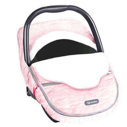 Yoofoss Baby Car Seat Cover Winter Carseat Canopies Cover to Protect Baby from Cold Wind, Super Warm Plush Fleece Baby Carrier Cover for Infant Boys Girls (Pink)