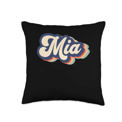 Retro Personalized Womens Gifts For Mia Womens Retro Vintage Mia Name Personalized Throw Pillow, 16x16, Multicolor