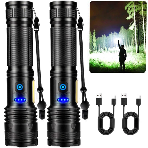 Alicegirl Rechargeable Flashlights High Lumens, 99000LM Super Bright Flashlight, Adjustable Powerful Flash Light with 8 Modes & COB Light, Waterproof Handheld Flashlight for Home Camping
