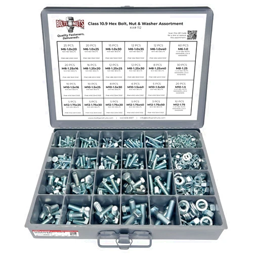 BoltsandNuts.com Metric Class 10.9 Hex Cap Screws Bolts, Nuts, & Washers Assortment Kit - 575 Pieces!