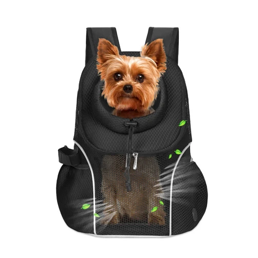 WOYYHO Pet Dog Carrier Backpack Small Dog Front Backpack Ventilated Mesh Dog Travel Back Pack with Safety Belt for Travel Hiking Cycling Outdoor Use (L (10-14 lbs), Black)