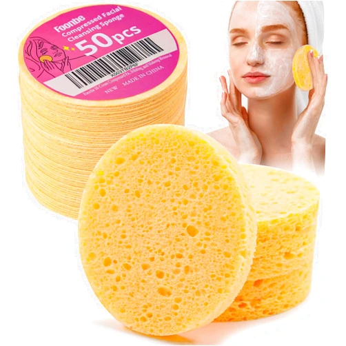 Foonbe Facial Sponges, Turmeric Cleansing Pads for Dark Spots, Mini Travel Essentials Compressed Facial Sponges, Exfoliating Pads Face Sponges for Cleansing, Skincare Tools