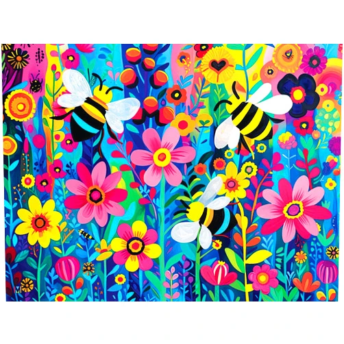 Springbok's Busy Bee Garden 500 Piece Jigsaw Puzzle for Adults Illustrates a Colorful Display of Bees in The Garden - Made in The USA