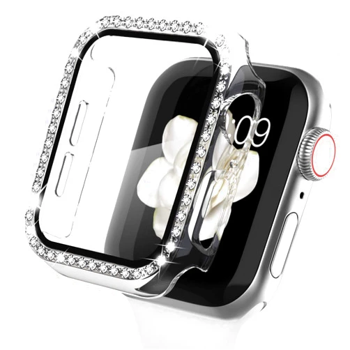 Recoppa Compatible for Apple Watch Case with Screen Protector 41mm Series 7, Bling Crystal Diamond Rhinestone Ultra-Thin Bumper Full Cover Protective Case for Women Girls iWatch Clear