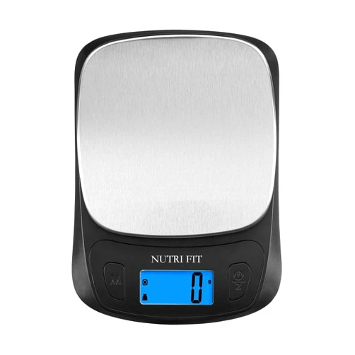 NUTRI FIT Ultra Slim Kitchen Scale Digital Food Weight Scale for Baking Cooking in Grams and Ounces Tare & Backlit LCD Display 11lb 5kg Capacity- Black/Stainless Steel