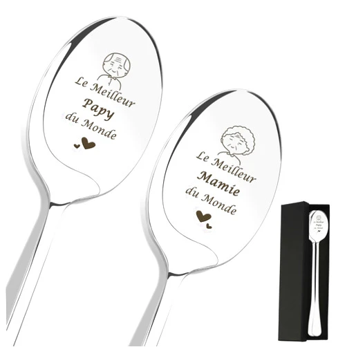 Cadeau Grand Parent,Cadeau Papy Mamie,Cadeau D'anniversaire Des Grands-Parents,Cuillere Papy Et Mamie,Cadeau Noel Papi Et Mamie,Cadeau Fete Des Grand Mere,Cadeau Fete Des Meres,Cadeau Fête Des Pères