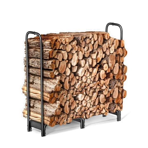 Mars Explo Firewood Rack，4ft Heavy Duty Fire Wood Storage Racks for Indoor Outdoor，Metal Log Holders for Firewood，Fireplace Wood Pile Storage Stacker Organizer, Black