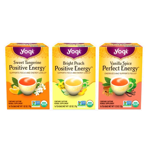 Yogi Tea Energy Variety 3 Pack-Organic Sampler-Includes Bright Peach Positive Energy, Sweet Tangerine Positive Energy & Vanilla Spice Perfect Energy