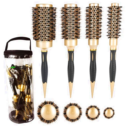Aozzy Round Brush Set for Blow Drying, Professional Hair Styling Brush, Round Curling Brush Boar Bristle Round Hair Brush for Women