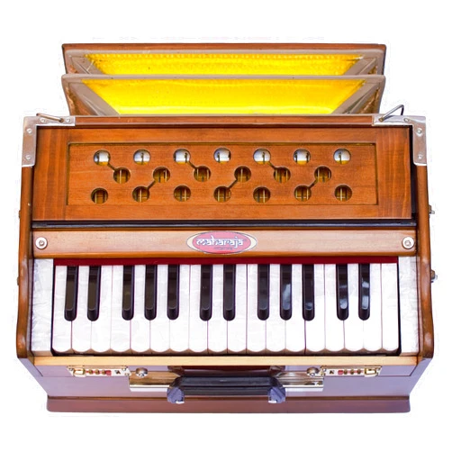 Maharaja Musicals Portable Harmonium, Model 2024-25 Small, 2 1/4 Octaves Saptak, 3 Fold Bellow, 17x10x10 Inch, Handle, Bag, Kirtan Yoga Companion, Handmade Harmonium Instrument PH1