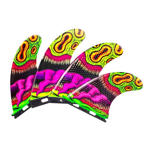 3D Fins 3DFINS High Performance Surfboard Fins GOHARD Series – Quad (4 Fins), Futures Base – Dimple Technology – Maximum Control