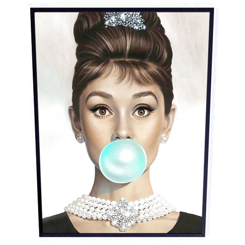 YELLOWBIRD ART & DESIGN Audrey Hepburn Wall Art - Blue Audrey Hepburn Poster - Holly Golightly - Glam Wall Art - Vintage Movie Poster - Gift for Women, Her, Wife, Woman - Pop Art Wall Decor -Unframed