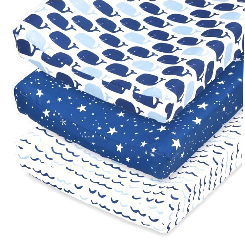 The Peanutshell Baby Girl or Boy Changing Pad Covers Set of 3 - Ultra Soft Baby Changing Pad Cover - Fits Standard Changing Table Pads, Durable, Machine Washable Sheets - Nautical Whale