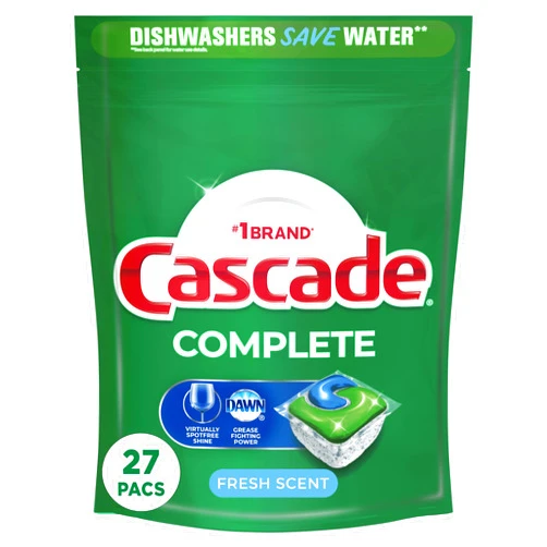 Cascade Complete ActionPacs, Dishwasher Detergent Pods, Fresh, 27 Count