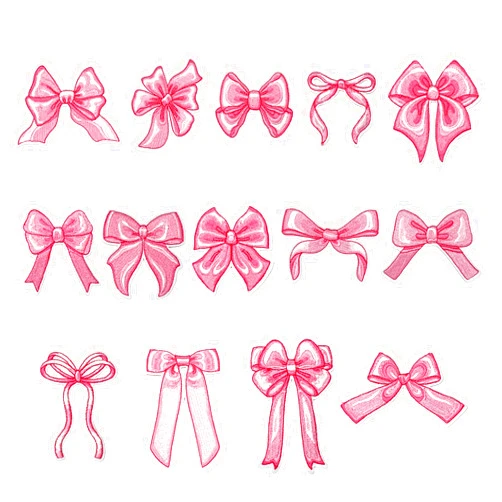JarThenaAMCS 14Pcs Pink Bow Iron-On Sew-On Patches Heat Transfer Iron Patches Embroidered Cloth Patches Iron on Patterns for DIY Crafts Clothing Fabric Decor
