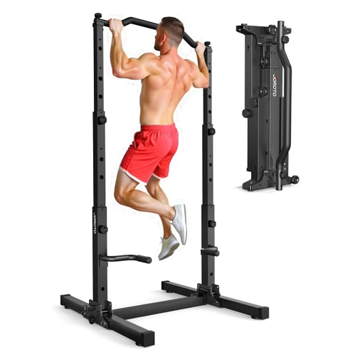 JOROTO Foldable Pull Up Dip Station, Pull Up Bar Free Standing for Home Gym, 450LBS Stable Power Tower, Adjustable Height Multifunction Pull Up Stand, Strength Training Equipment for Men Women