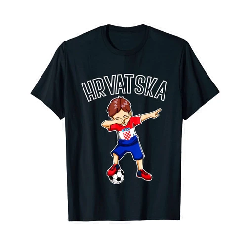 Kroatische Trikot für Kinder Croatia Hrvatski Dres Dabbing Football Boy with Hrvatska Jersey Croatia Children T-Shirt