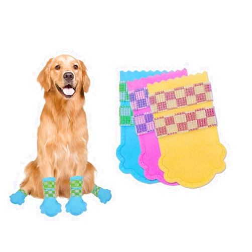 MAJIYAHE Disposable Dog Boots for Paw Protection, 8 Pcs Pet Shoes with Adjustable Self-Adhesive Bandage, Waterproof and Wear Resistant Reusable, Dog Disposable Foot Covers for Outdoor & Indoor Walking