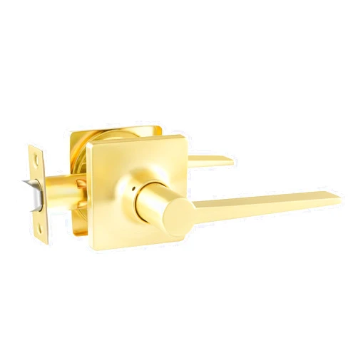 Heittis 1 Pack Passage Door Levers Interior Square Door Handles, Hall/Closet Non-Locking Door Levers for Pantry Utility Room, Satin Brass Finish