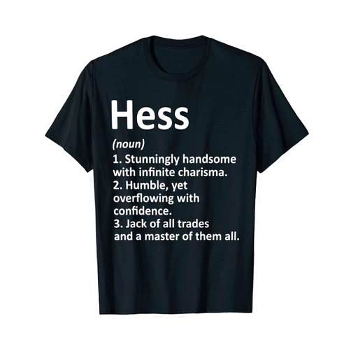 Custom Personalized Last Name Gift Christmas Lover HESS Definition Funny Surname Family Tree Birthday Reunion T-Shirt
