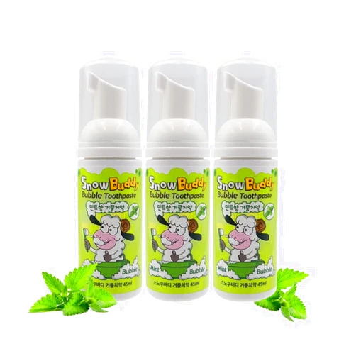 Snow Buddy SnowBuddy Kids Foam Toothpaste - Mint, Grape, and Strawberry Flavors - Low-Fluoride and Fluoride-Free Options - 1 Pack and 3 Pack Variations Available (Pack of 3, Mint)