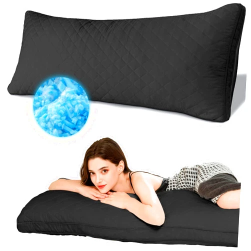 ELNIDO QUEEN Memory Foam Body Pillow, Full Large Body Pillows for Adults, Firm & Fluffy Long Bed Pillows for Sleeping (20x54 inch, Black)