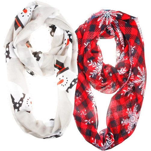 VIVIAN & VINCENT 2 Pack of Soft Light Weight Elegant Sheer Infinity Scarf (Gift Idea)