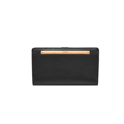 Fossil Women's Liza Leather Wallet Slim Minimalist Bifold, Black (Model: SL7891G001)