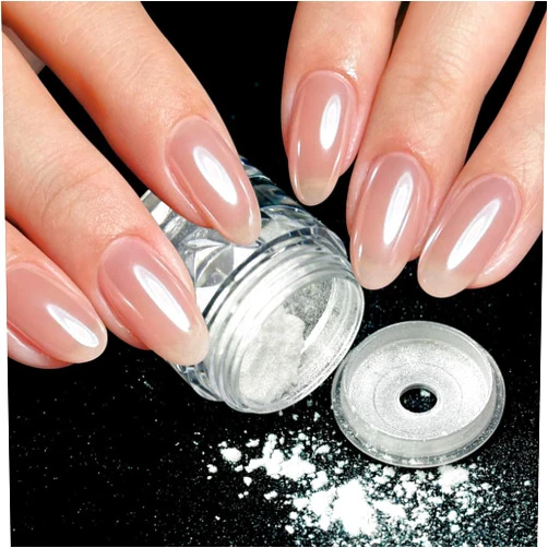 BORNBYME Moonlight Chrome Nail Powder, BORNBYME Magic Aurora Chrome Nail Glossy Mirror Effect Holographic Nail Glitter White Shimmer Sugar Pigment for Nails Art Design