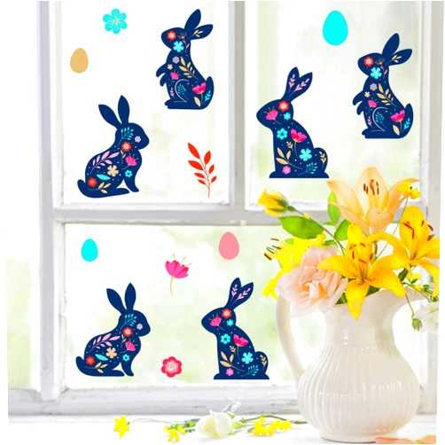 AUNMER Easter Cute Bunny Wall Stickers DIY Removable Lovely Rabbit Wall Decals for Nursery Baby Boy Girls Room Bedroom Playroom Living Room Decoration