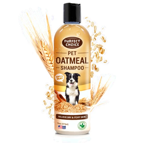 Furfect Choice Colloidal Oatmeal Pet Shampoo - Moisturizes - Relieves and Soothes Dry Itchy Irritated Skin - Promotes Healthy Fur and Coat - Long Lasting Coconut Fragrance - 16oz, Blue (FCOT)