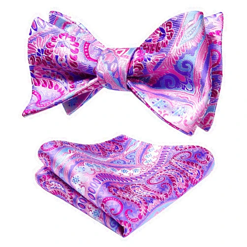 HISDERN Bow Ties for Men Floral Bowties Mens Self Tie Bow Tie Handkerchief Jacquard Woven Bowtie Pocket Square Set