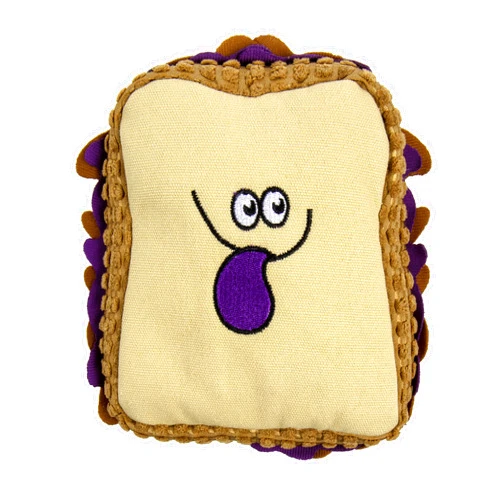 TrustyPup Tough 'N Fun PBJ Squeaky Plush Dog Toy, Chew Guard Technology - Tan, Medium (71151)
