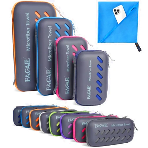 BAGAIL BASICS BAGAIL Camping Towel with EVA Case, Compact & Ultra Soft Microfiber Travel Towel - Super Absorbent & Lightweight Quick Dry Towels for Sports, Beach, Gym, Backpacking, Hiking and Yoga