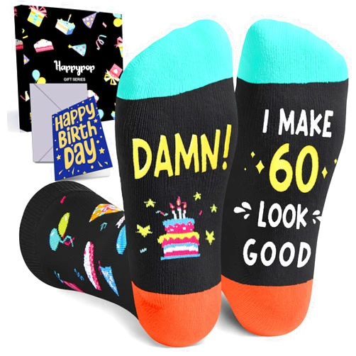 HAPPYPOP 60th Years Old Birthday Gifts - Gifts for Guys in Their 60s, 60th Birthday Socks for Men Women, Gift Ideas for 60 Year Old Man Woman
