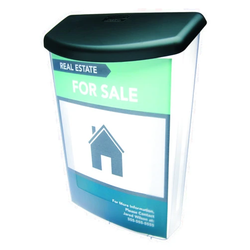 Deflecto 790901 Outdoor literature display box, clear with black lid, 10w x 4-1/2d x 13-1/8h