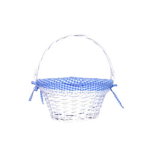 KRZIL Oypeip Easter Basket Gift Basket Oval Willow Round Wicker Storage Basket With One Drop Down Handle Easter Baskets for Kids Fabric Cotton Linen For Office, Bedroom, Closet, Toys