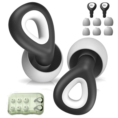 TOMENGBEIAABBCC Ear Plugs for Sleeping Noise Cancelling, 6 Count Reusable Silicone Earplugs for Noise Reduction, Earplug Sound Blocking, Grey