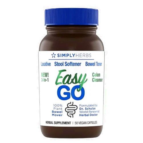 Dr. Schulze's Easy GO Bowel Mover - Formulated Gentle Laxative, Colon Toner & Stool Softener | 100% Plant Natural Bowel Cleanse - Promotes Regular & Complete Bowel Movements - 50 Count Vegan