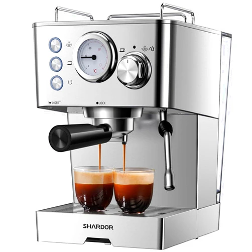 SHARDOR 20 Bar Espresso Machine,Fast Heating Expresso Coffee Machines for Home, Manual Latte & Cappuccino Maker with Milk Frother, 50 Oz Removable Water Tank, 1100W, Stainless Steel