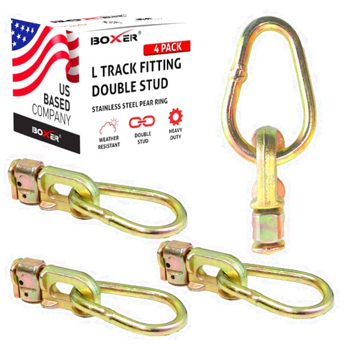Boxer - 4 Pack - L Track Fitting Double Stud Pear Ring – L Track Accessory 5,000lbs