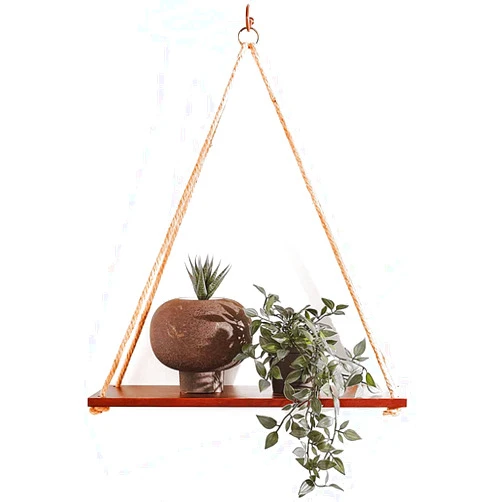 UHUD CRAFTS Hanging Shelves - Adjustable Rope Hanging Shelf, Wall Hanging Decor , Lightweight, Premium Wooden Shelf , Hanging Plant Shelf for Bedroom and Living Room (1 Pcs)