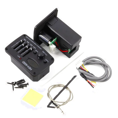 Hsyok Acoustic Guitar Pickup 4 Band Acoustic Guitar EQ Preamp Guitar Piezo Preamp Pickup Guitar Equalizer with LCD Screen Display (HSY-400D)