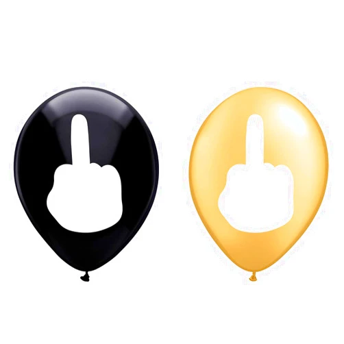 MAGJUCHE Middle Finger Latex Balloons, 12inch (16pcs) Funny Gold and Black Woman Or Man Birthday Party Decorations, Supplies