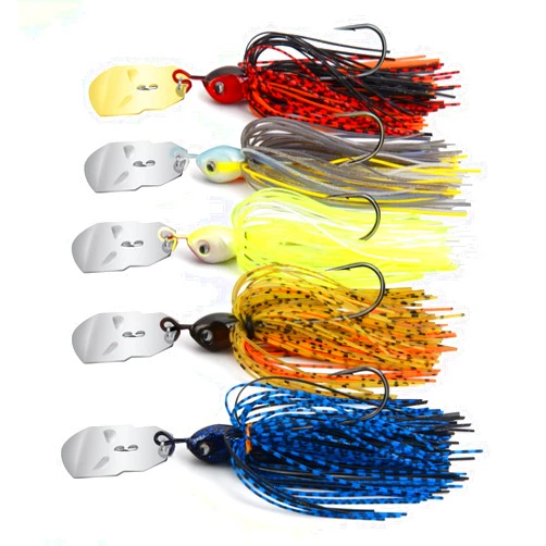 MadBite Bladed Jig Fishing Lures, 5 pc and 3 pc Multi-Color Kits, Irresistible Vibrating Action, Sticky-Sharp Heavy-Wire Needle Point Hooks, Popular 3/8 oz and 1/2 oz Sizes, includes Storage Box